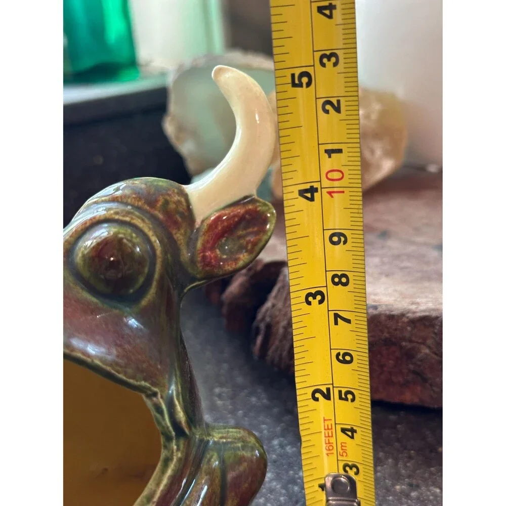 Vintage Ceramic Bullfrog Sponge Holder Horned Frog Kitchen Sink Caddy 1970s Hand